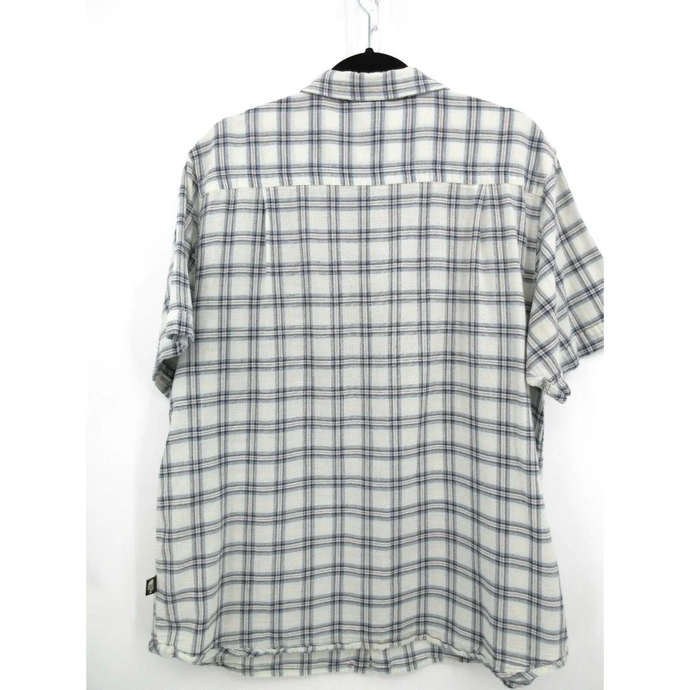 THE NORTH‎ FACE BUTTON FRONT SHORT SLEEVE SHIRT Men's Size XL White Blue Plaid